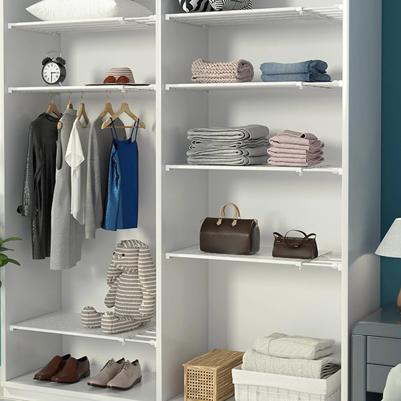 Closet Tension Shelf | Expandable Metal Storage Rack | Cabinet Wardrobe Cupboard | Adjustable Tension Shelf | Adorable Closet Shelves | Portable Closet Shelves For Home Cabinets Bookcases