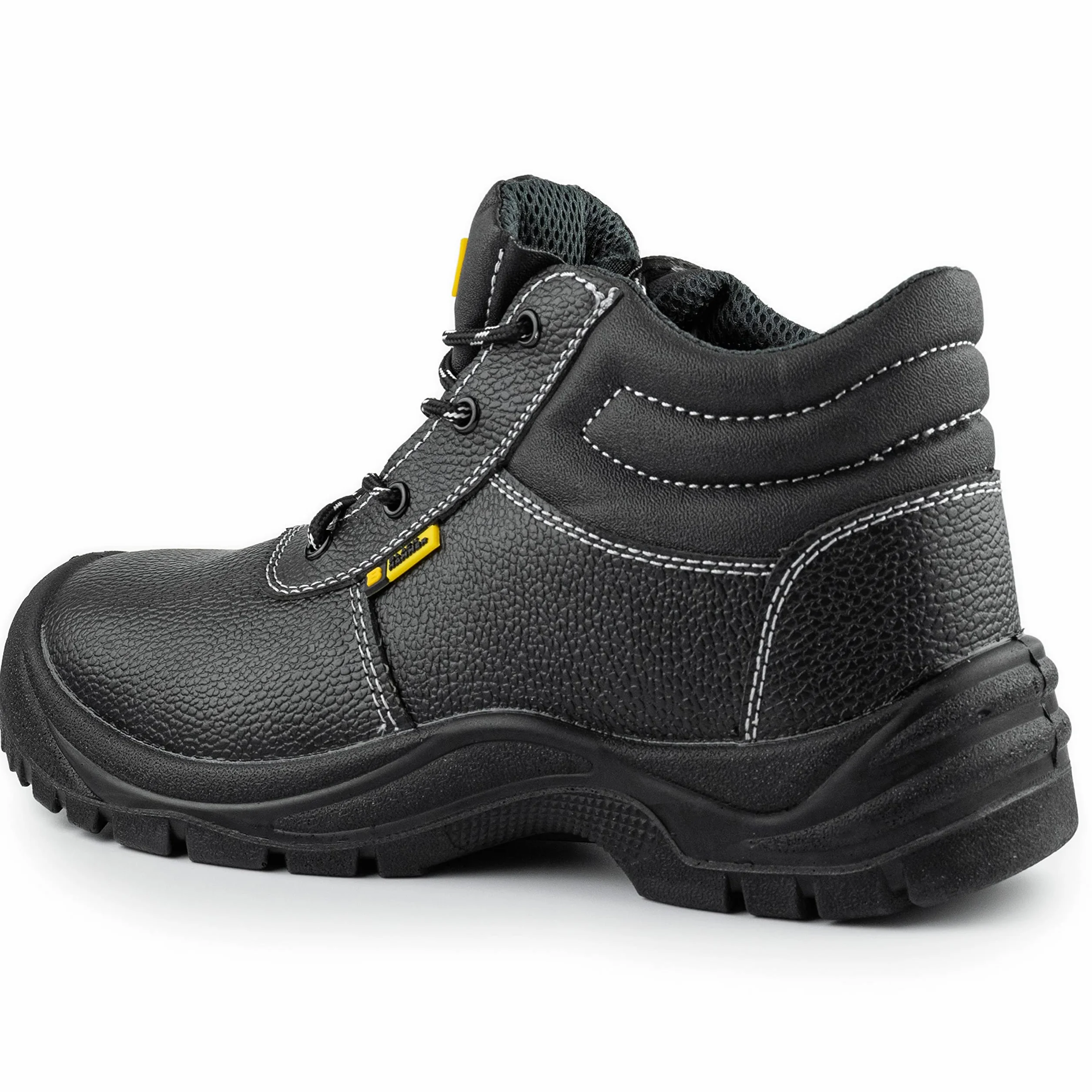 Męskie Buty Ochronne Buty Robocze Skórzane Stalowy Nosek Lekkie Obuwie S3 SRC Black Hammer 1400 Czarne