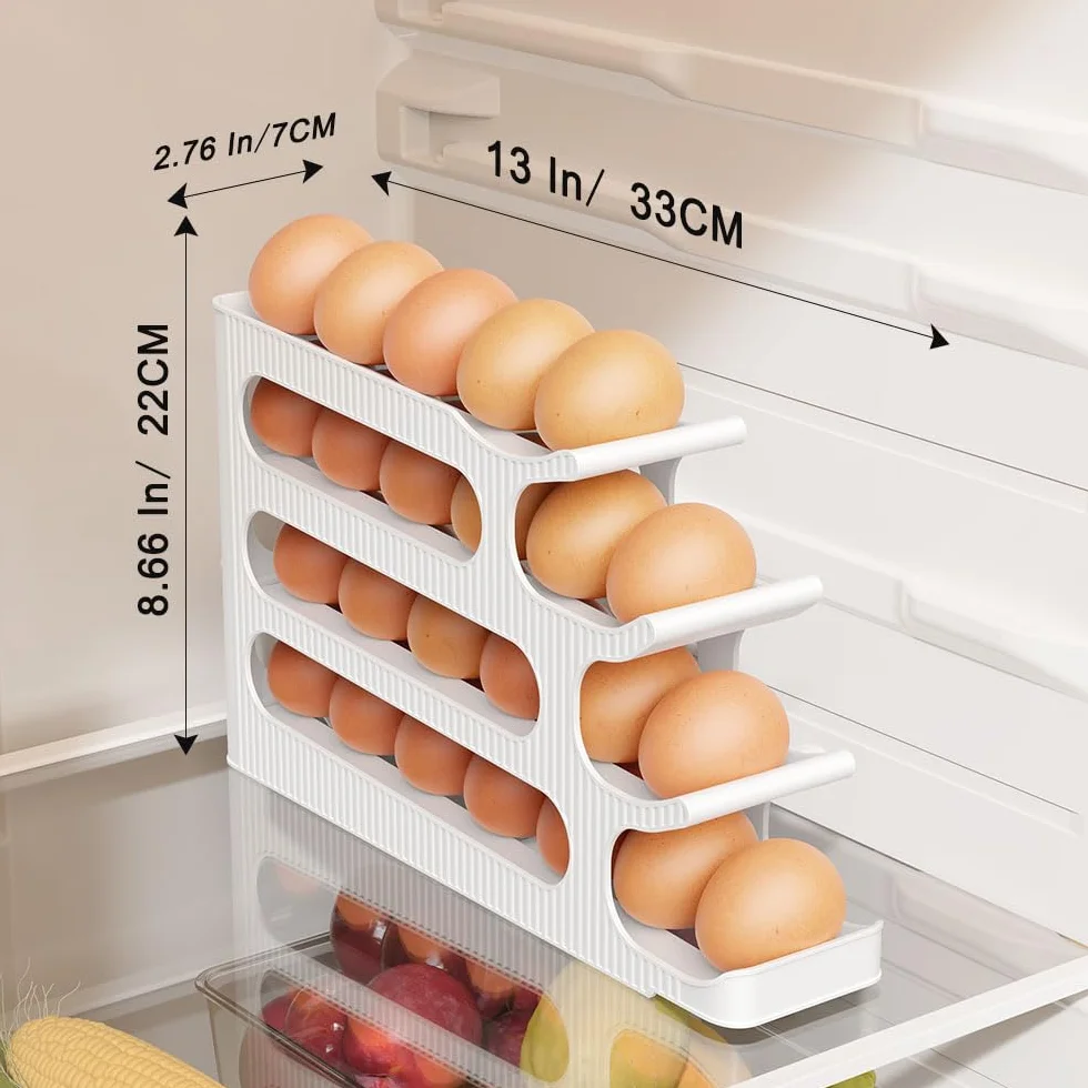 Uchwyt na jajka organizer lodówki, automatyczne toczenie oszczędzające miejsce przechowywanie jajek, uchwyt na jajka do lodówki, kuchnia - 1 sztuka, Egg Holder