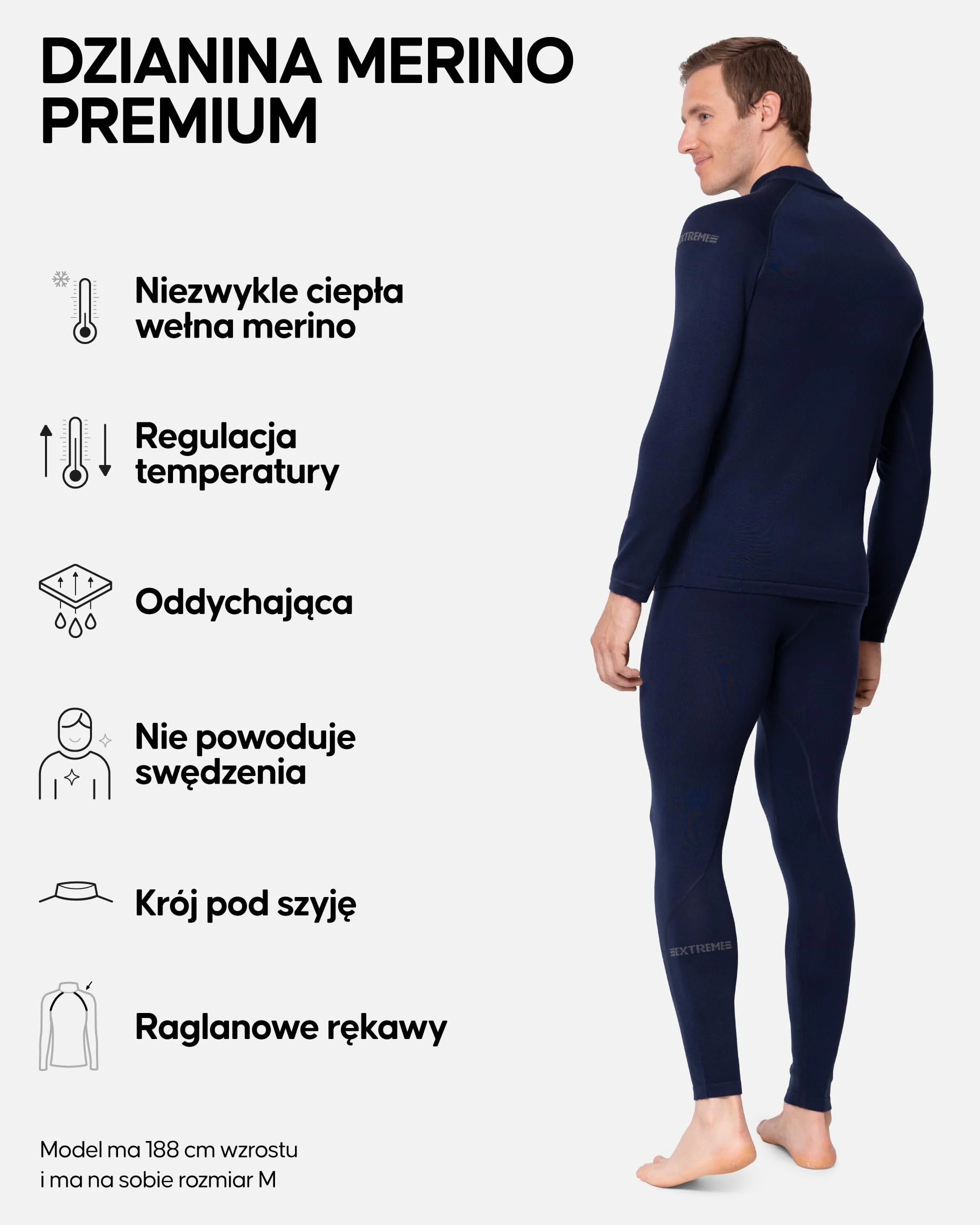 DANISH ENDURANCE Męska Bielizna Termoaktywna Merino na Ekstremalne Zimno, Długie Kalesony Męskie, Termoaktywna Bluza Zimowa
