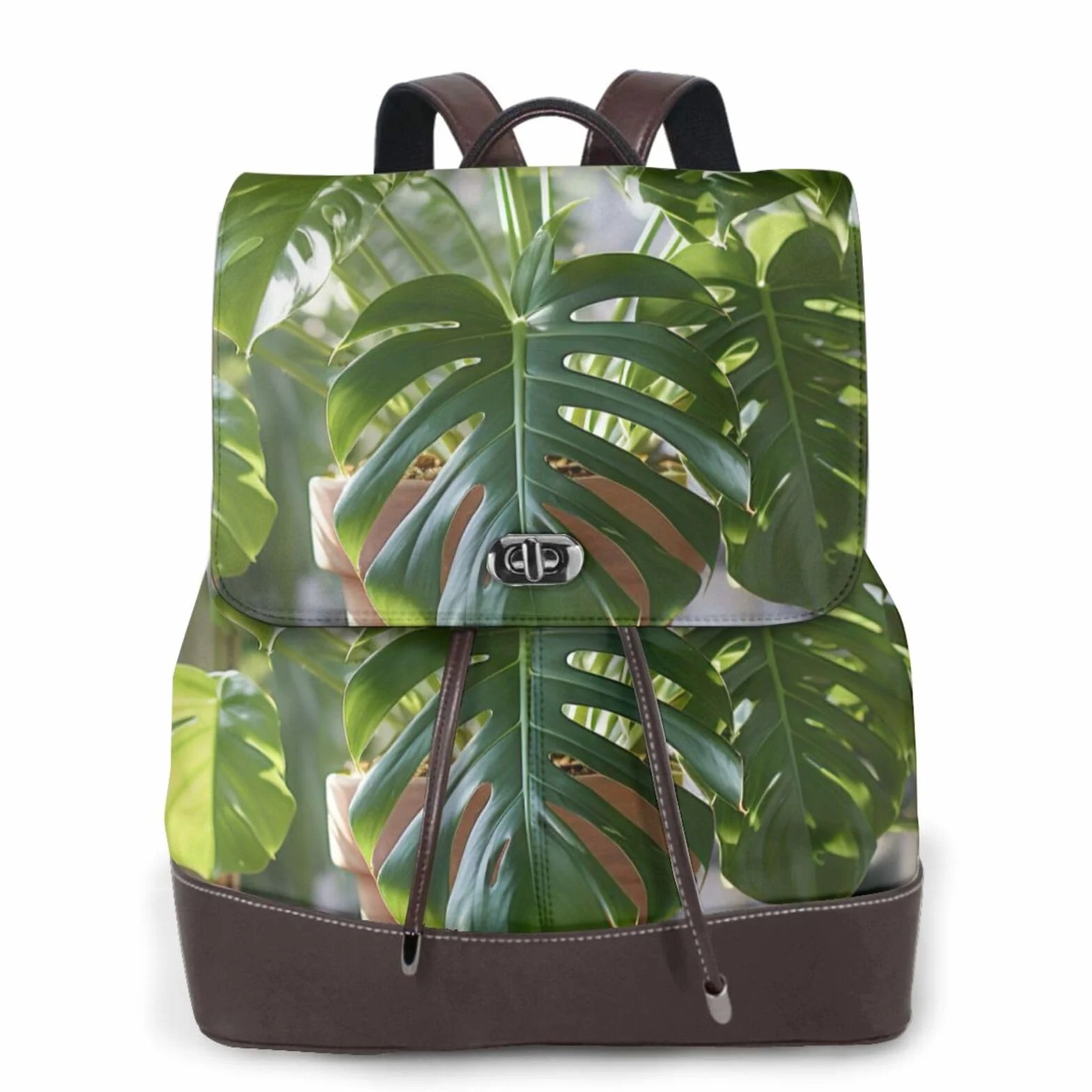 Monstera Deliciosa Banana Palm Print Modny Damski Plecak Do Podróży Pracy Codziennego Użytku Weekendowe Wyjazdy Plecak