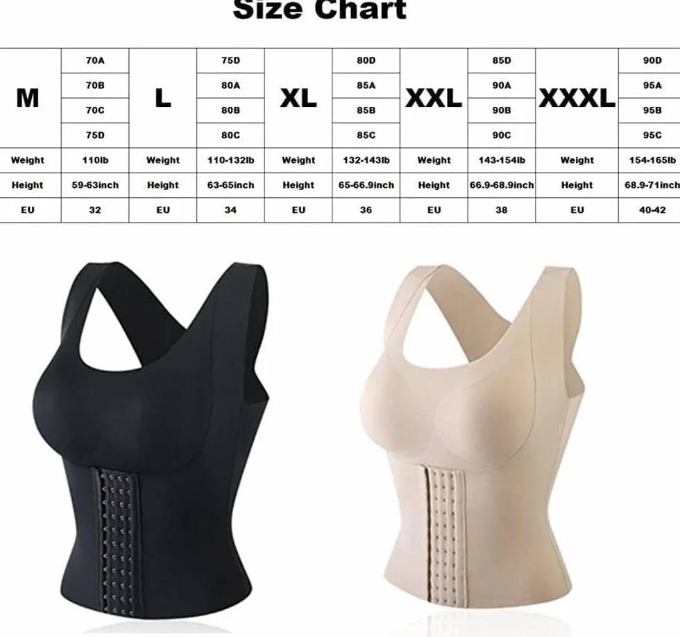 3-w-1 paska zapinana na guziki stanik stanik Trener TALIST CORSET dla kobiet kamizelka bez stalowej kamizelki ring(Beige+black,L)
