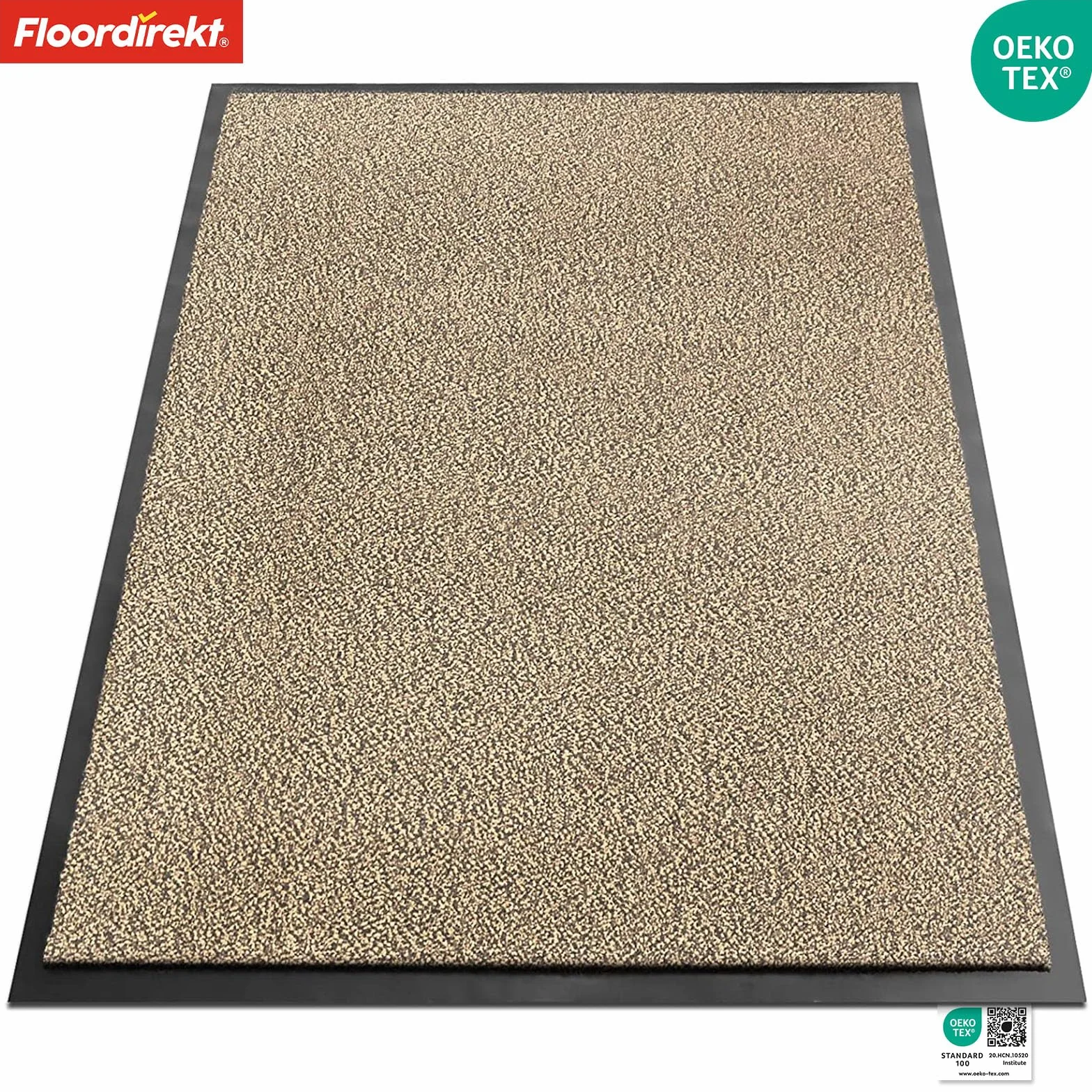 Wycieraczka etm 90 x 120 cm ochra czarna pod drzwi wejściowe wewnątrz zewnątrz