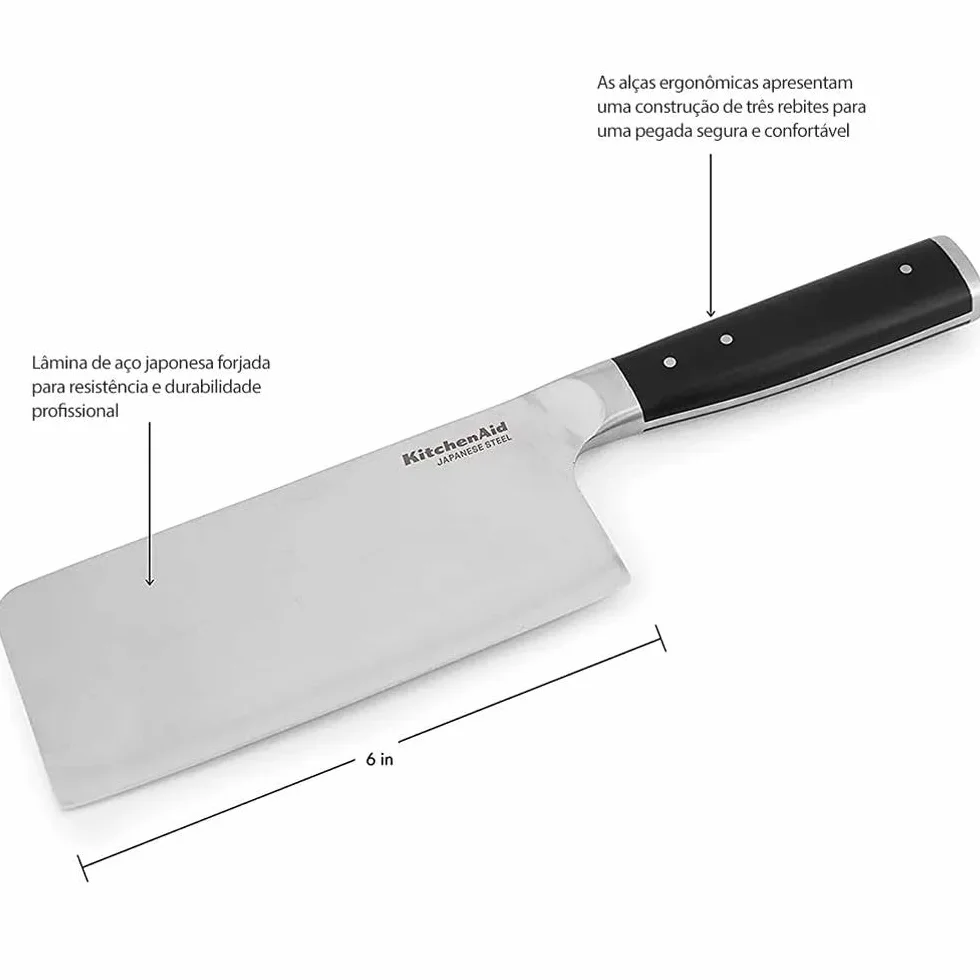 KitchenAid Nóż kuchenny tasak do mięsa i warzyw stal japońska 15 cm czarny