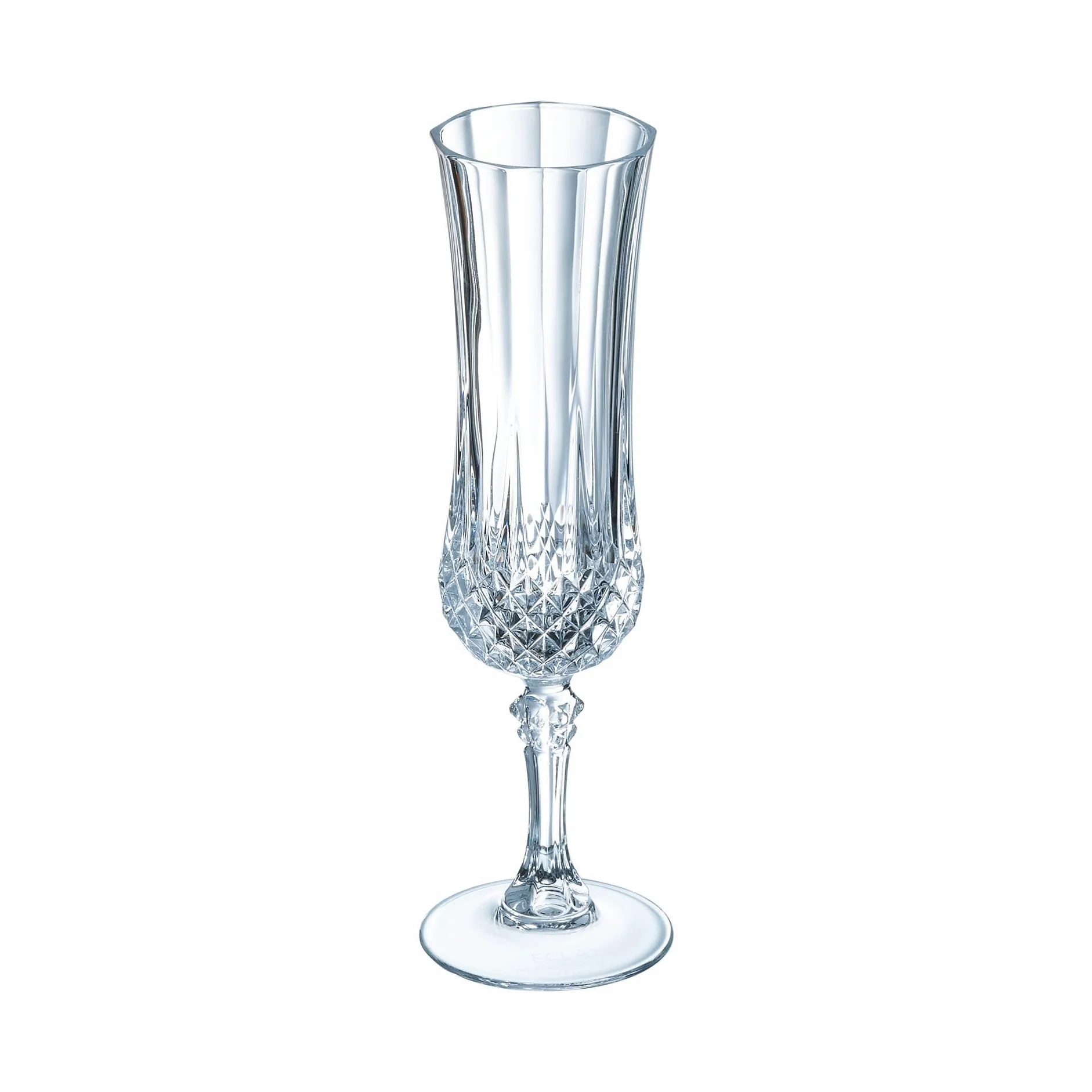 Cristal d'Arques Paris - Kolekcja Longchamp - 6 fletów do szampana 14cl w Kwarx - Błyszczący, przezroczystość i wysoka wytrzymałość - Ikoniczne listwy - Wyprodukowano we Francji