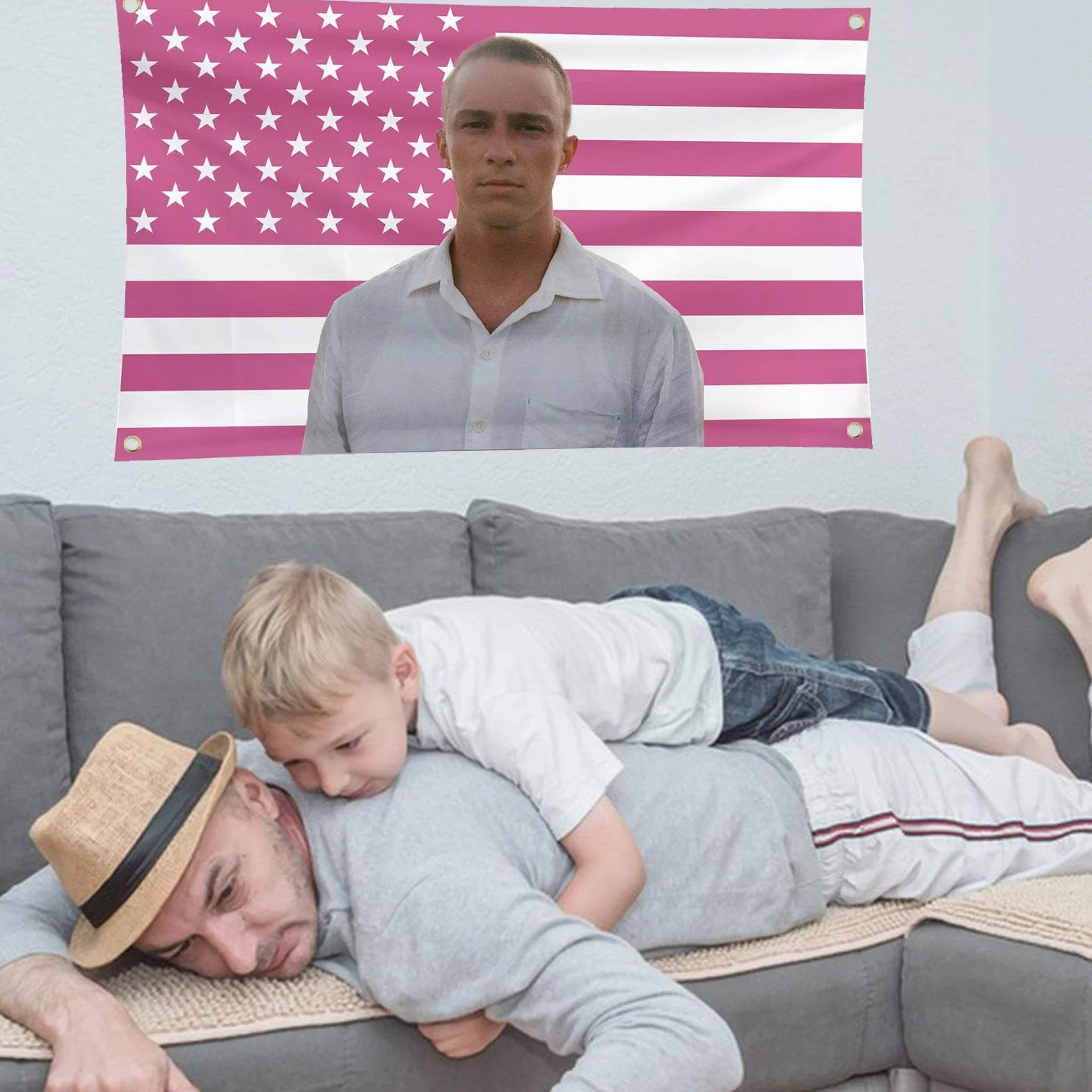 Flaga 130 x 90 cm Flag, śmieszne gobeliny, różowy dywan z flagą Amerykanów, niestandardowa flaga zabawny różowy dywan do ogrodów do akademika, imprezy na świeżym powietrzu