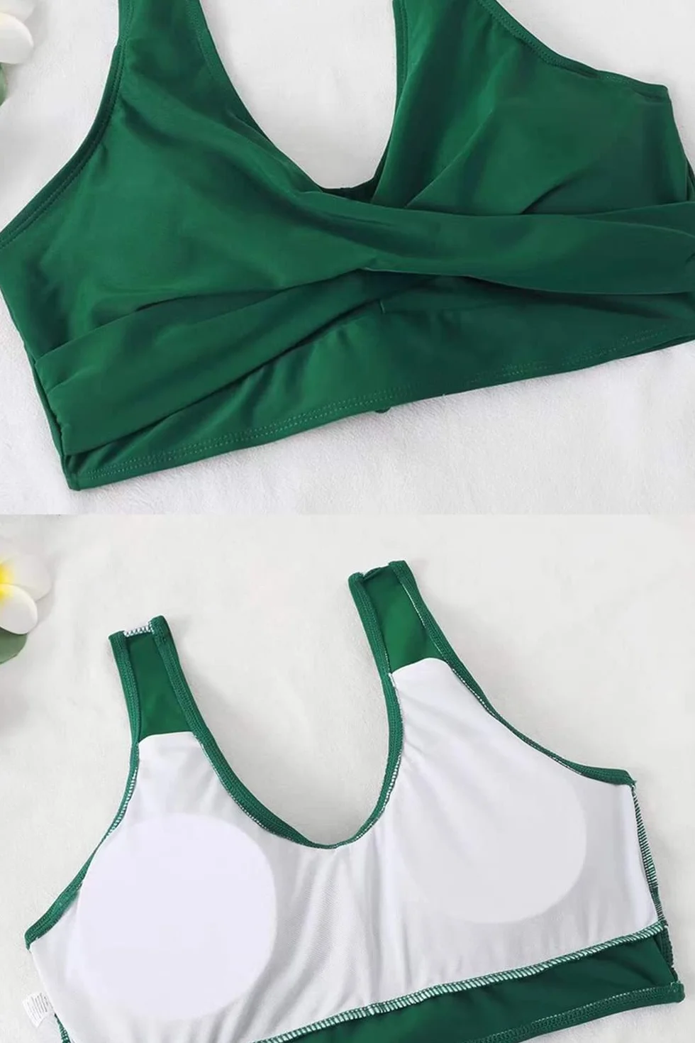 CheChury Damski zestaw bikini z wysokim stanem seksowny push up cross wrap twist front strój kąpielowy krawat boczny 2-częściowy solidny strój kąpielowy