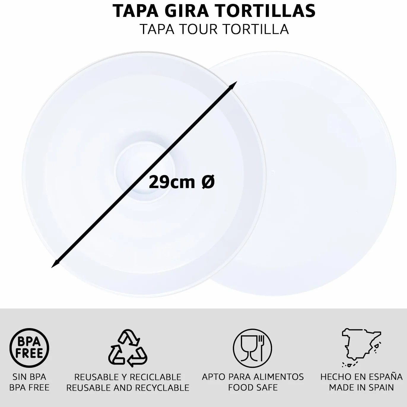 Talerz Gira Tortillas 29 cm, pokrywka z klapką, wytrzymały plastik, bez BPA