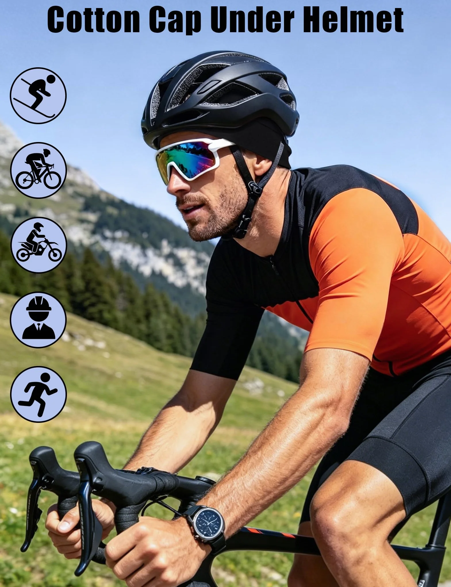 MELLIEX 2 sztuki czapek rowerowych pod kask, bawełniana czapka do biegania, wielofunkcyjna czapka zimowa, czaszka, podszewka kasku dla mężczyzn i kobiet
