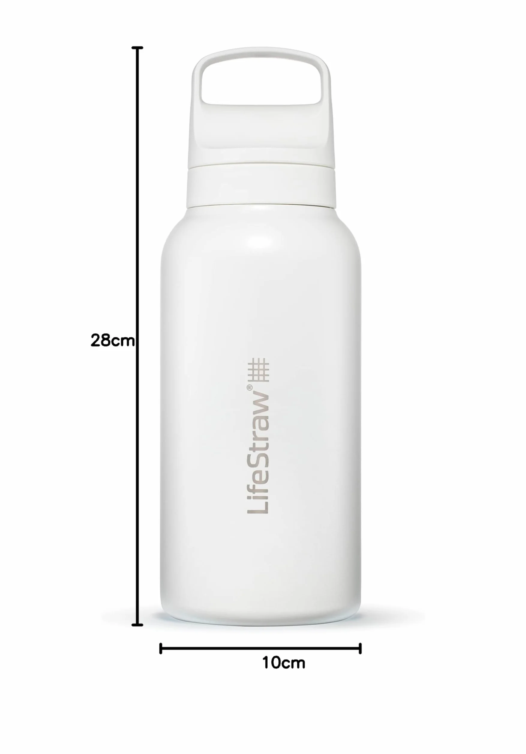 LifeStraw Seria Go – izolowana butelka z filtrem wody ze stali nierdzewnej do podróży i codziennego użytku, usuwa bakterie, pasożyty i mikroplastiki, poprawia smak, 1 l, biały polarny