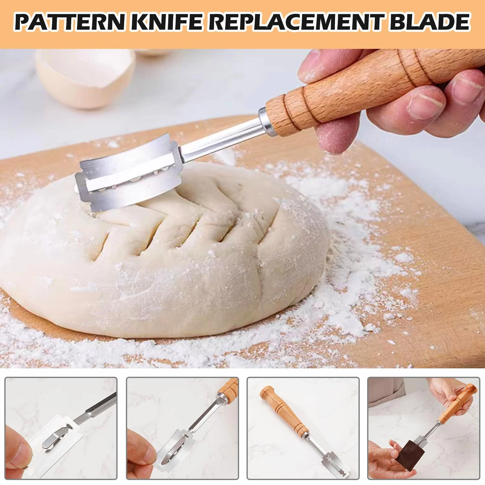 BORDEAG Forma do pieczenia bagietek, zestaw 2 sztuk, na 3 bagietki z nożem piekarskim, powłoka zapobiegająca przywieraniu, blacha do pieczenia bagietek, akcesoria do pieczenia chleba, 38 x 24 cm