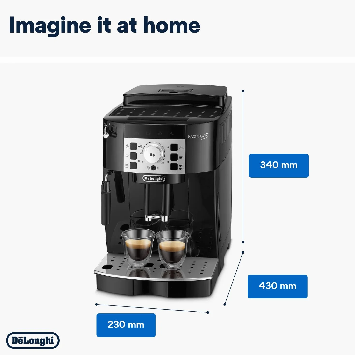 De'Longhi Magnifica S, Automatyczny Ekspres do Kawy Ziarnistej, do Zaparzania Espresso i Cappuccino, ECAM22.110.B, Czarny
