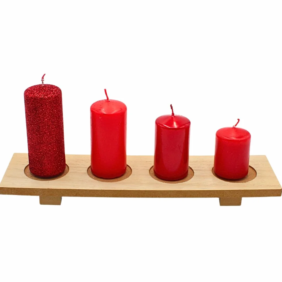 Świece adwentowe stopniowane czerwone 4 rozmiary 5-10 cm Ø 4 cm 280 g