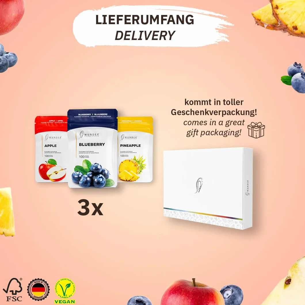Wykałaczki Owocowe Fruit Pack - Zamiennik Gumy - Walka z Obgryzaniem Paznokci - Rzucanie Palenia