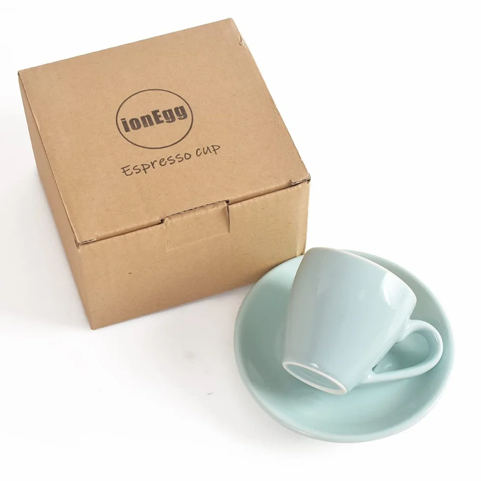 ionEgg Porcelanowy kubek do espresso ze spodkiem 80 ml niebieski