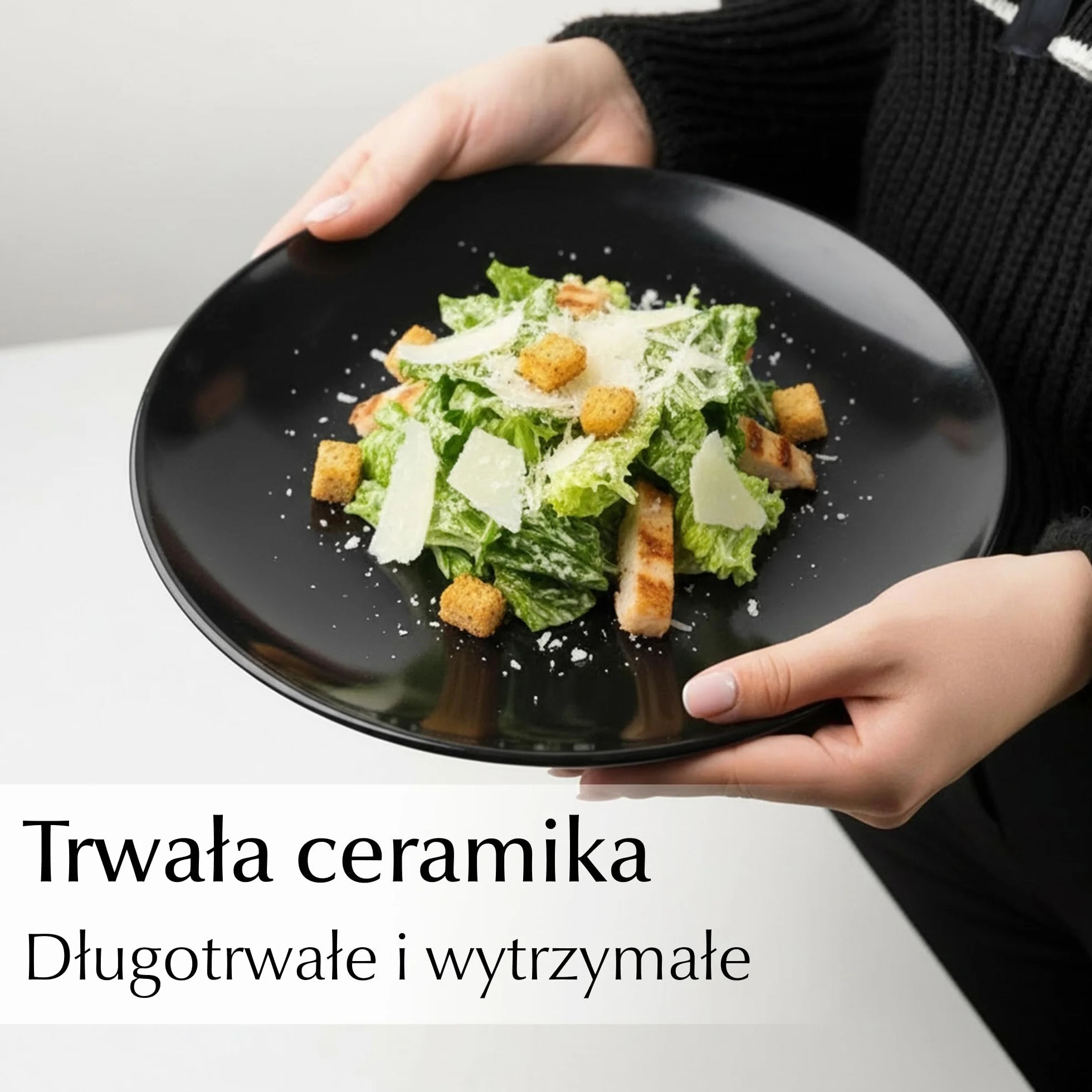 MIAMIO Zestaw talerzy obiadowych 6 sztuk kamionkowych ceramicznych Le Papillon Czarny 26 cm