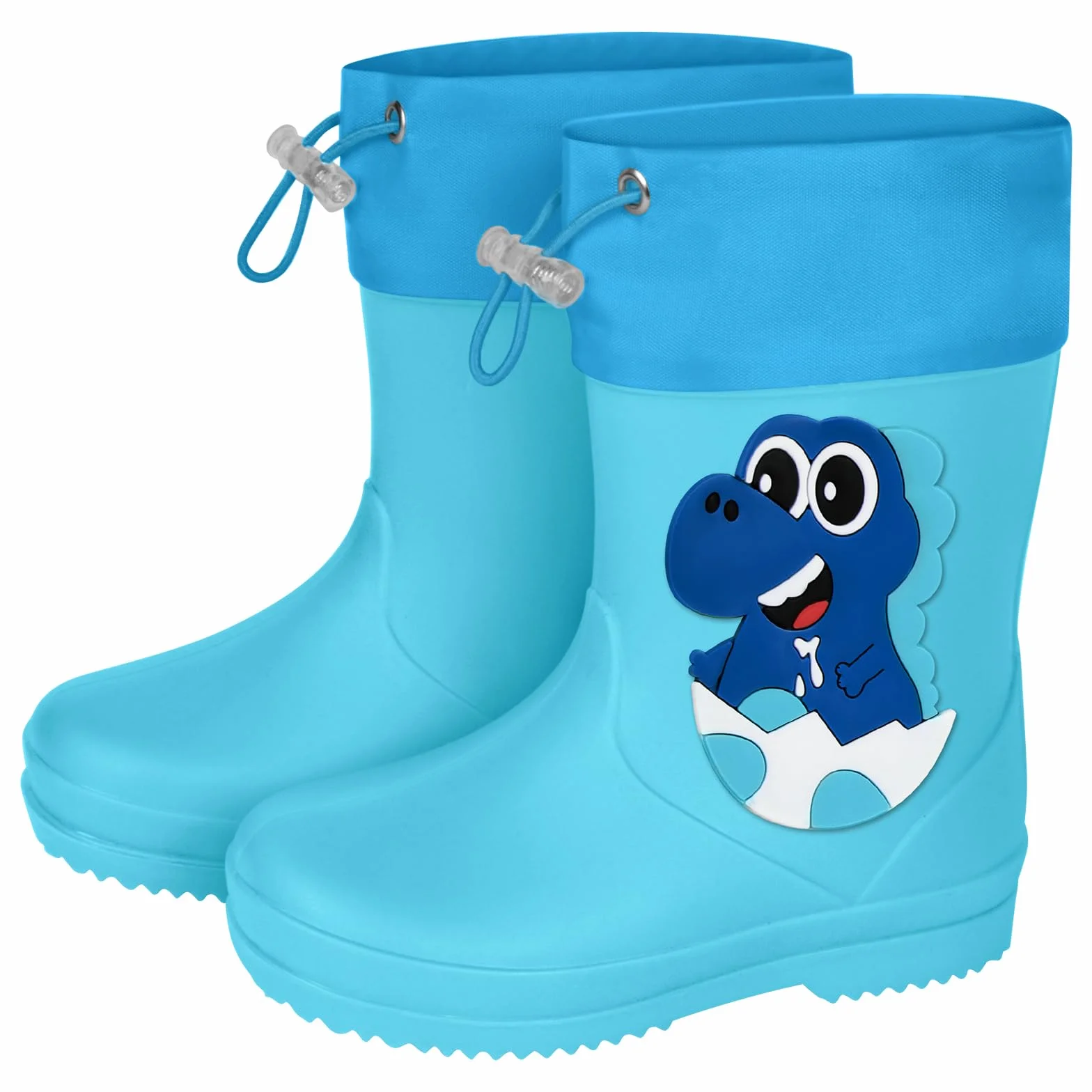 Aomig Buty przeciwdeszczowe dla chłopców i dziewczynek, lekkie antypoślizgowe gumowe buty ze sznurkiem, wodoodporne śliczne buty z kreskówkowym smokiem
