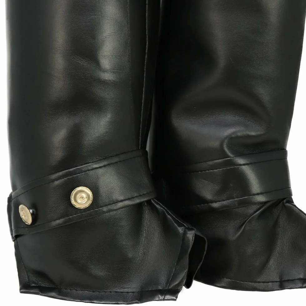 COM-FOUR® getry wykonane z czarnej skóry syntetycznej, nakladki na buty na karnawal, karnawal, Halloween i imprezy tematyczne, jeden rozmiar, 60 cm