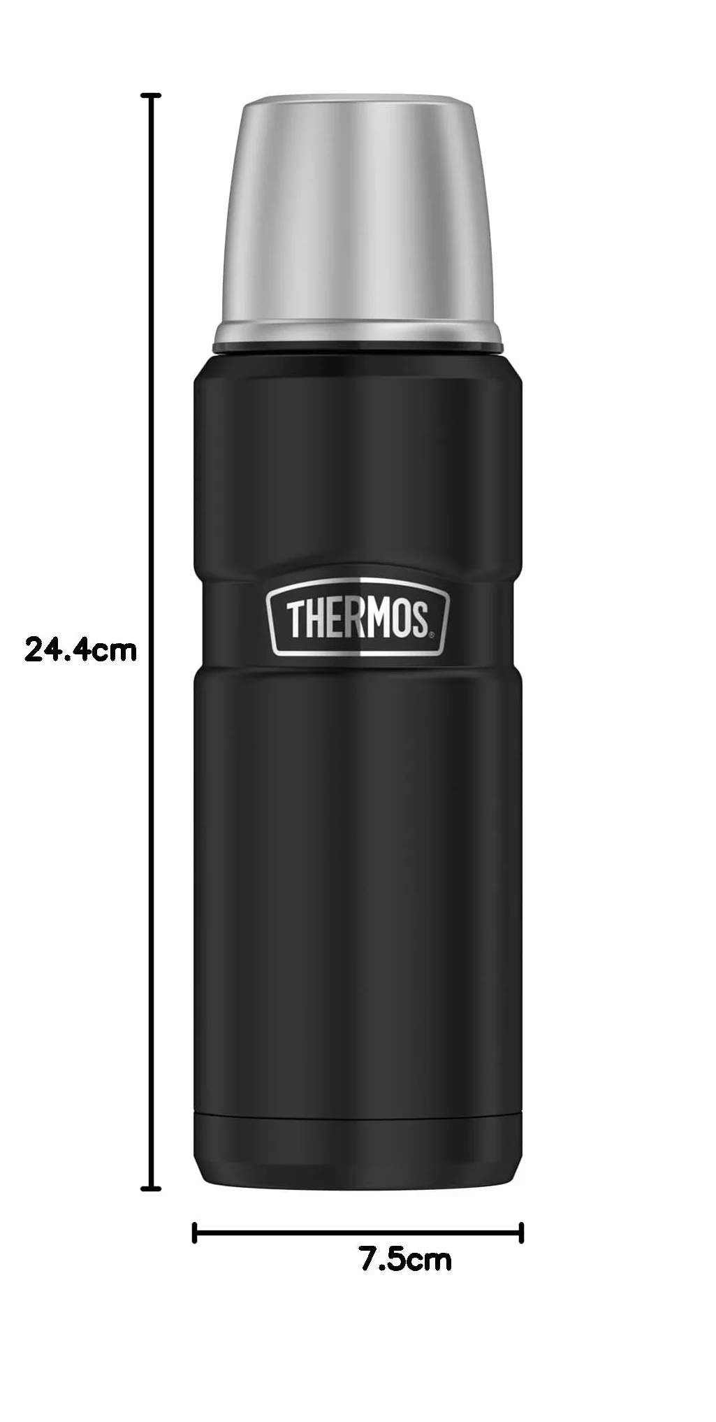 Thermos butelka próżniowa stal nierdzewna 7,5x7,5x24,4 cm czarna