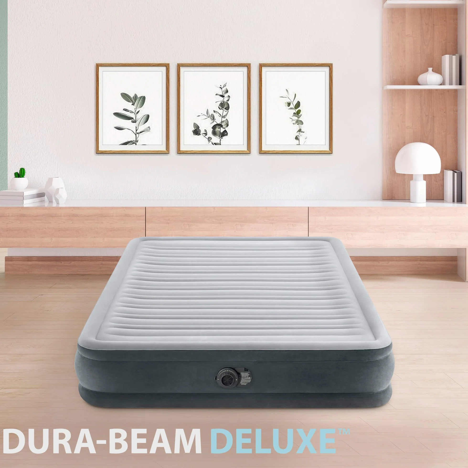 Intex 67770ND - Materasso Dura-Beam Comfort Plush Matrimoniale, con Pompa Elettrica Incorporata, 152x203x33 cm