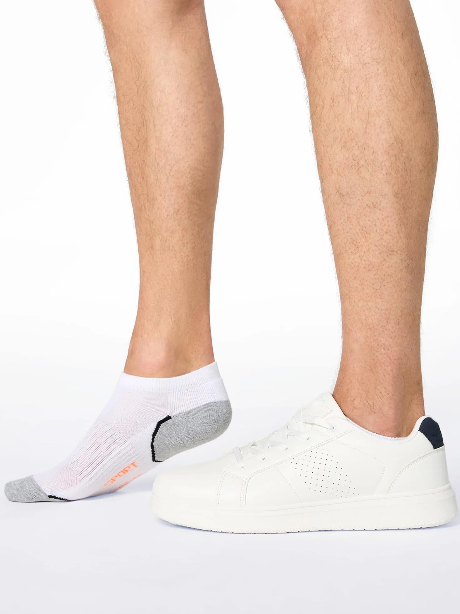 Tylko 3-pak sportowych sneakersów sportowych z oddychającej bawełny, krótkie skarpety sportowe z wyściełaną podeszwą dla mężczyzn, biały, 39-42 EU