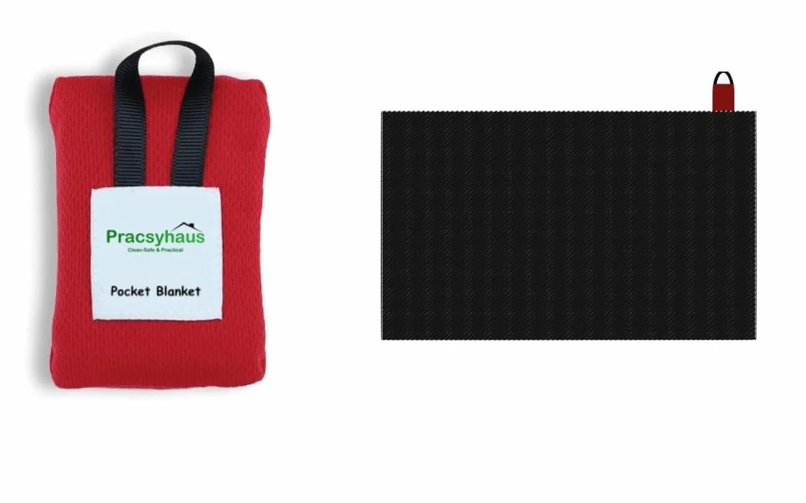 Wodoszczelny koc piknikowy – kompaktowy i lekki – Pocket Beach Blanket na kemping, wędrówki i podróże – S/M/ (czarny, S-70 cm x 110 cm)