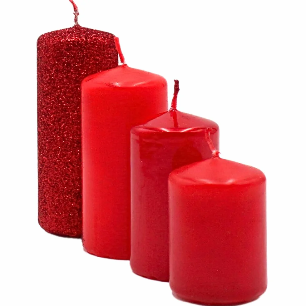 Świece adwentowe stopniowane czerwone 4 rozmiary 5-10 cm Ø 4 cm 280 g