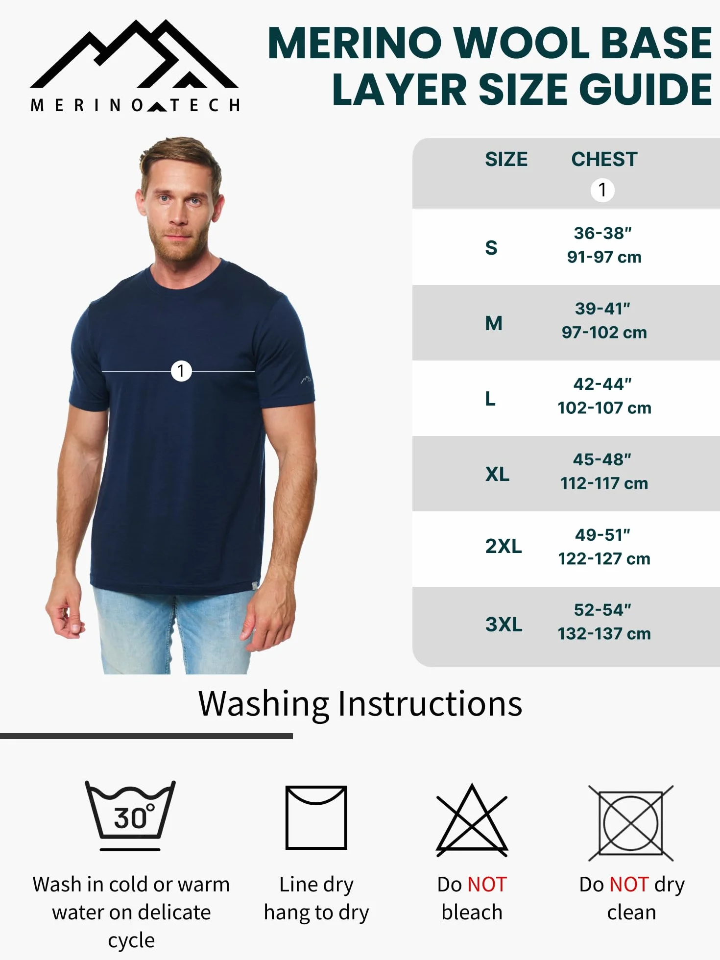 Merino.tech T-shirt męski z wełny merynosów - 100% organiczna wełna merynosowa lekka warstwa bazowa + skarpety wełniane do wędrówek