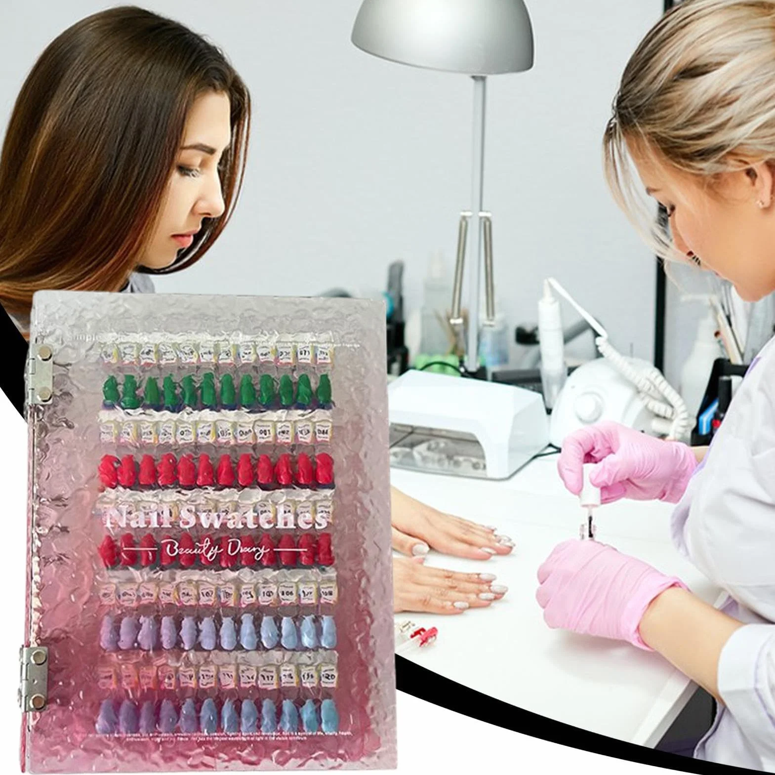 Wzornik paznokci Segregator Na Akcesoria Do Manicure Z Półką | Organizer Tablica Prezentacyjna Kolorów Paznokci Album Ekspozycja próbek na półce dla manicurzystek i