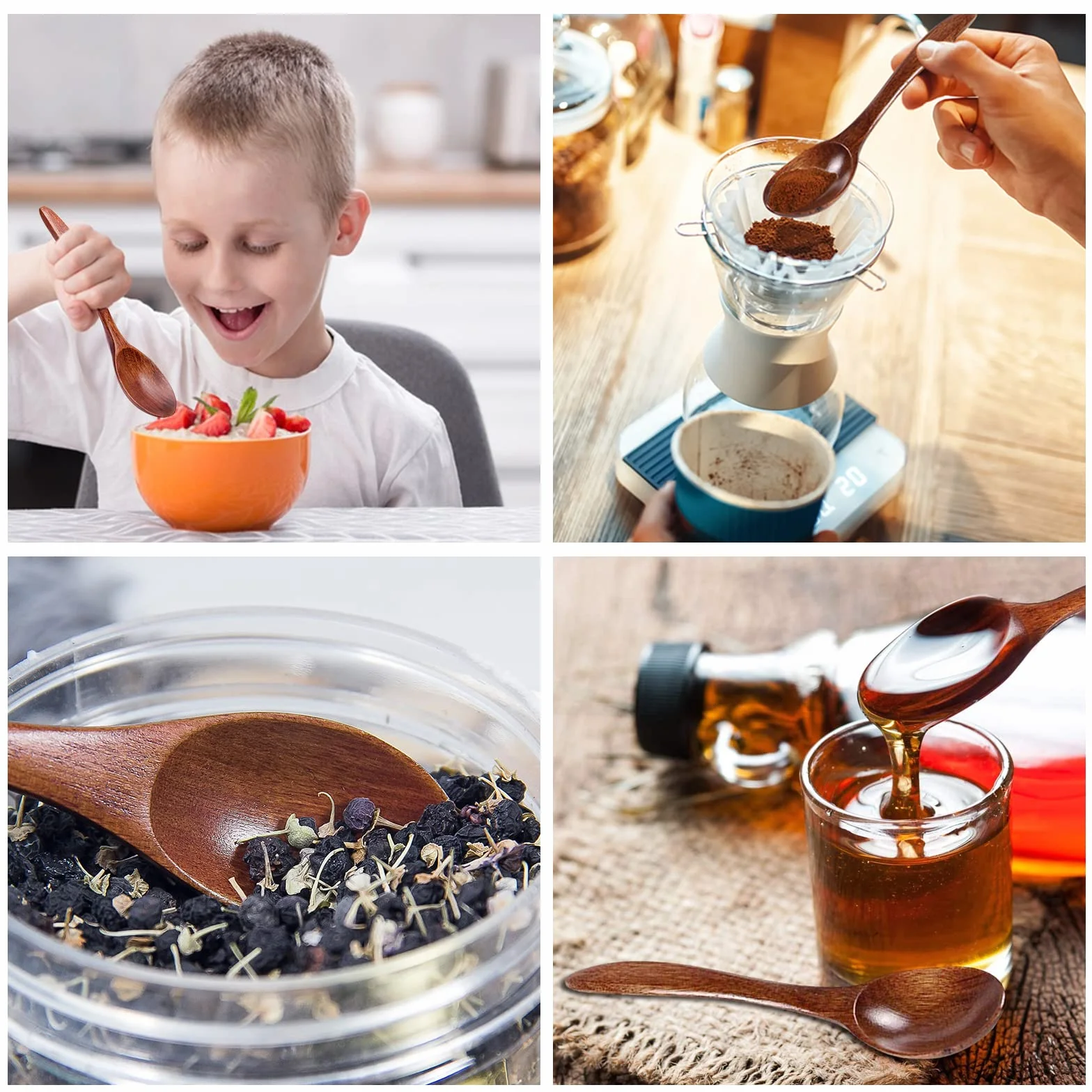 Drewniana łyżka do miodu 3 szt. naturalna zastawa stołowa akcesoria kuchenne