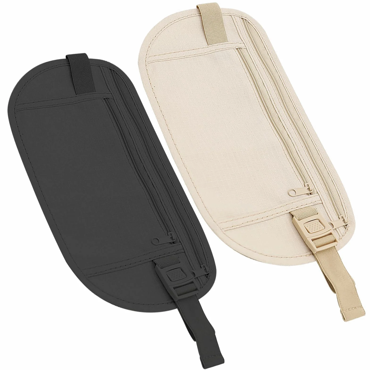 2 szt. Pasek na pieniądze, regulowany niewidzialny podróżny pasek na pieniądze, odporny na pękanie saszetka na talię sportowa wąska torba z ochroną RFID na paszport karty Contan, czarne, Modny
