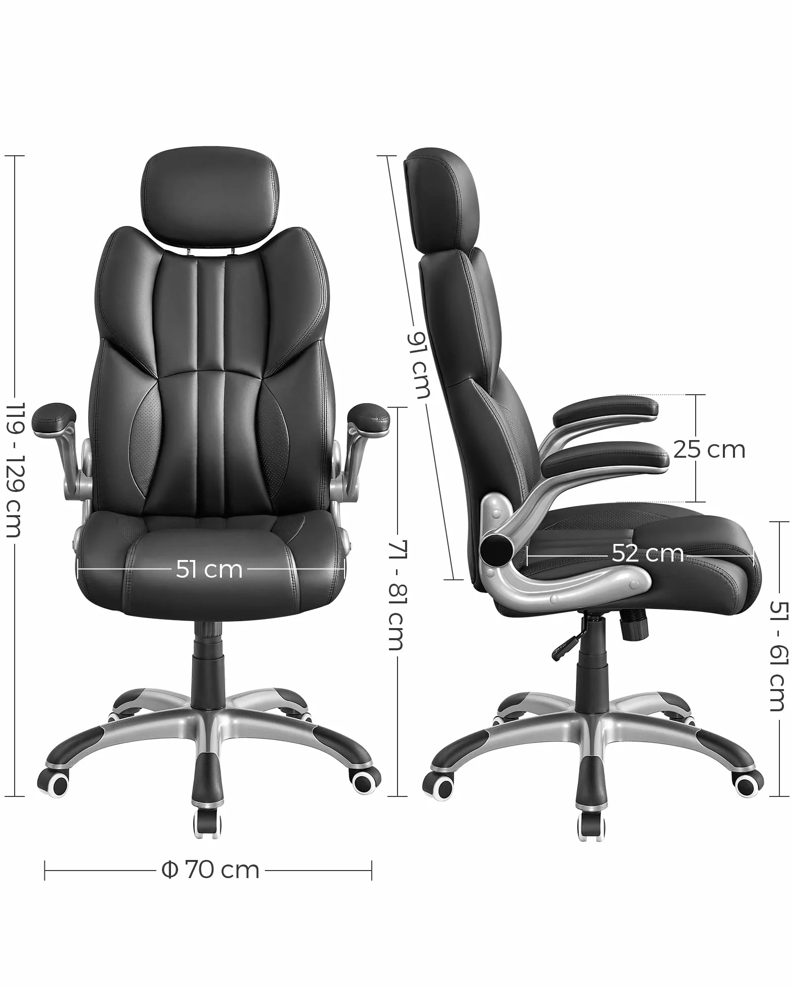SONGMICS Fotel biurowy ergonomiczny obrotowy OBG65BK 150 kg czarny