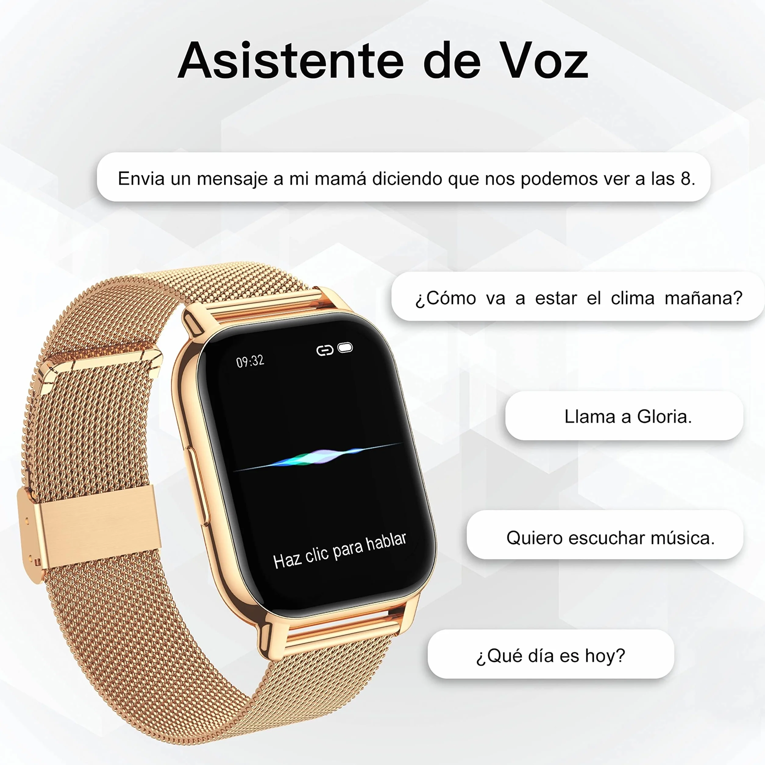 Popglory Damski smartwatch, funkcja odbierania połączeń, pomiar ciśnienia krwi, tętna i snu, ponad 100 sportów, Android, iOS