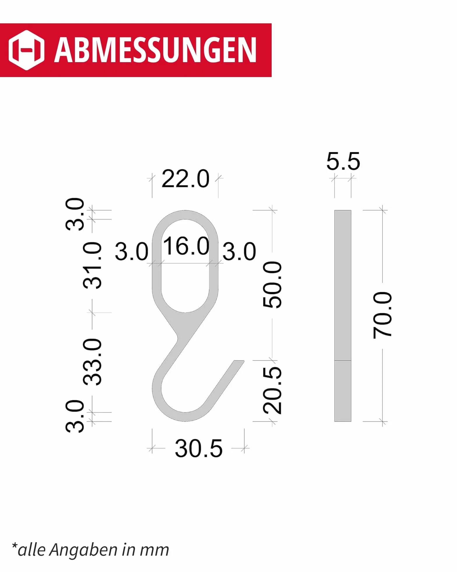 Gedotec Metalowe owalne haczyki do szafy chromowane 30 x 15 mm 10 sztuk
