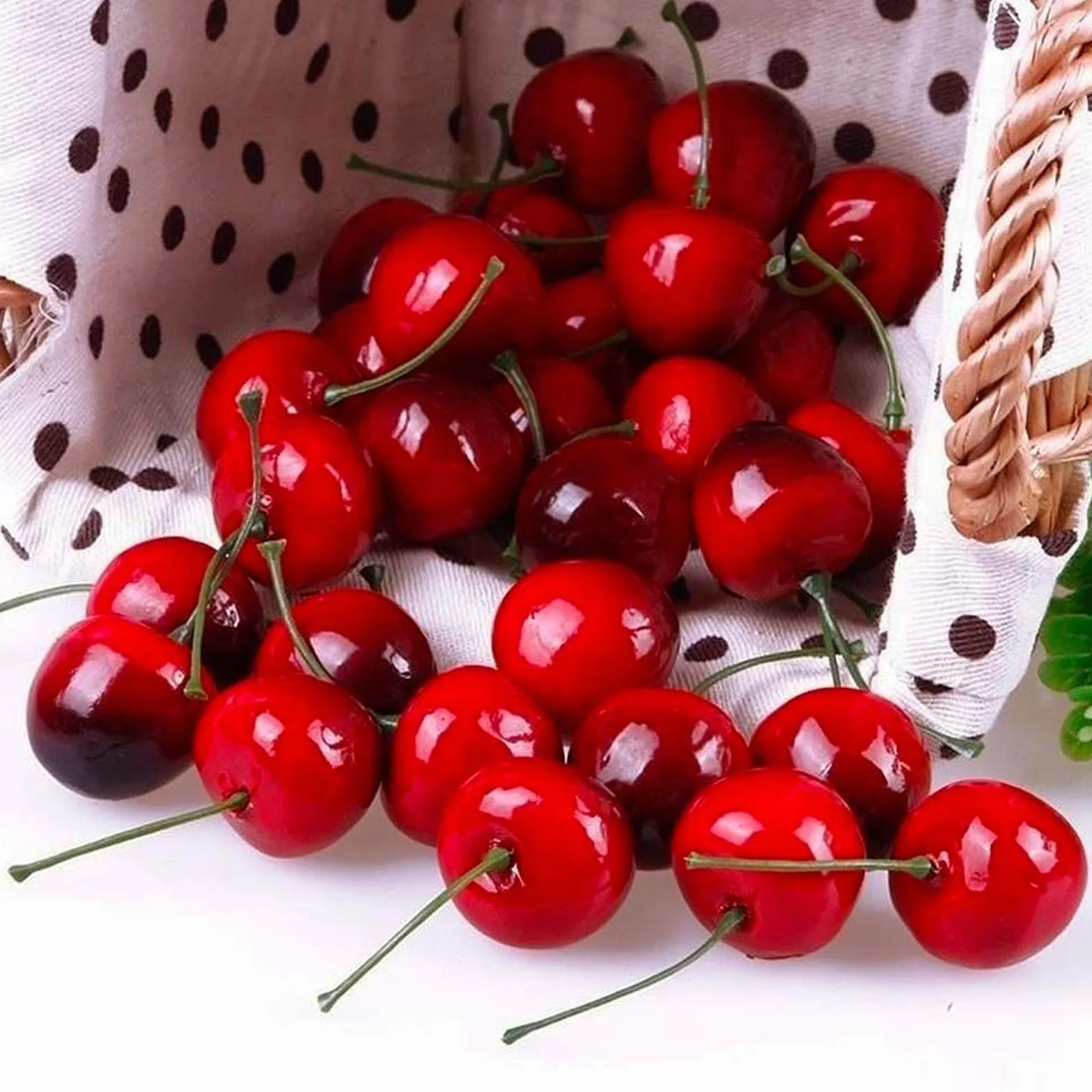 Sztuczne wiśnie dekoracyjne, realistyczne owoce, czarne, czerwone, dekoracja stołu, DIY, 20 sztuk
