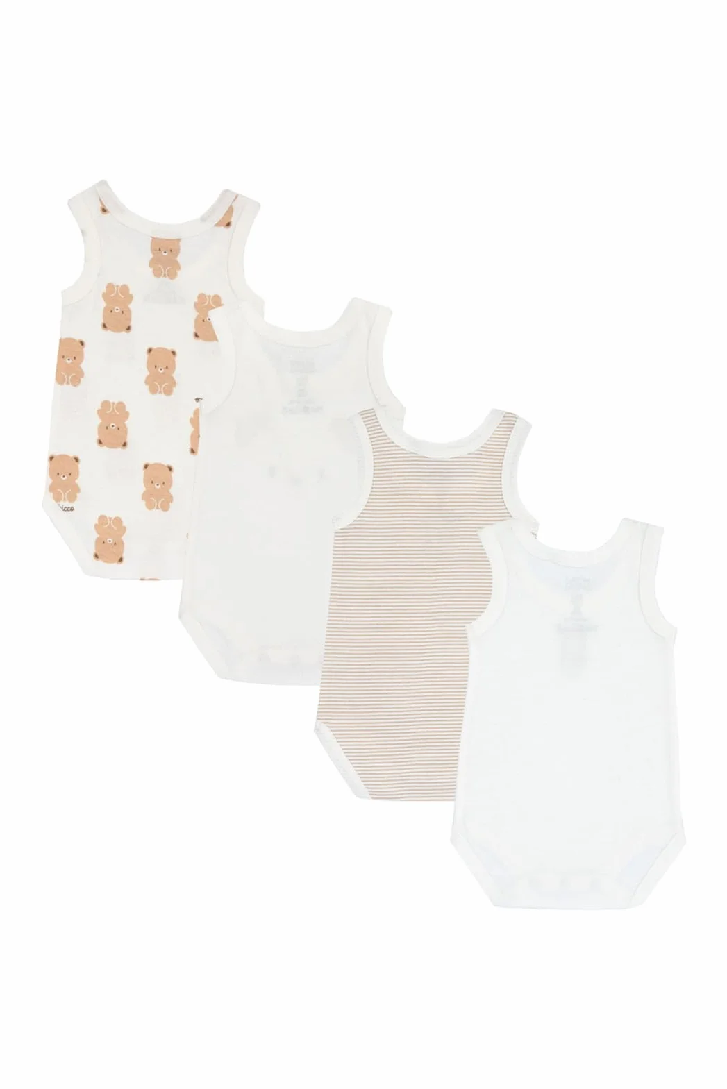 Chicco Zestaw 4 body S/M (opakowanie 4) unisex, Beżowy, 9 miesięcy