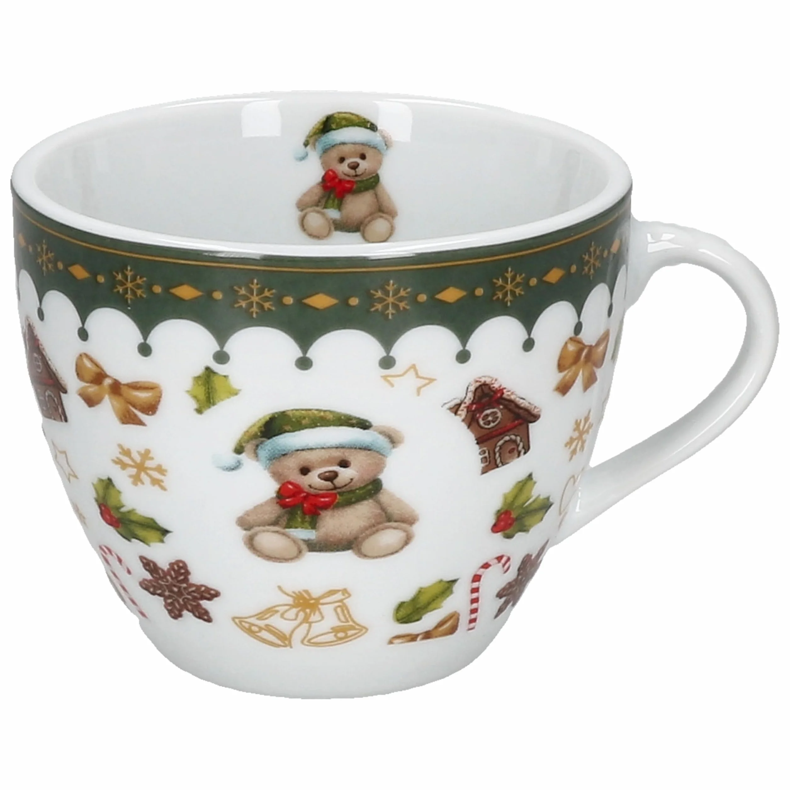 MamboCat Friend 18-częściowy serwis do kawy dla 6 osób | Bożonarodzeniowy zestaw śniadaniowy z porcelany z misia, domkiem z piernika i innymi | Filiżanki, spodki i talerze do ciasta | na Boże