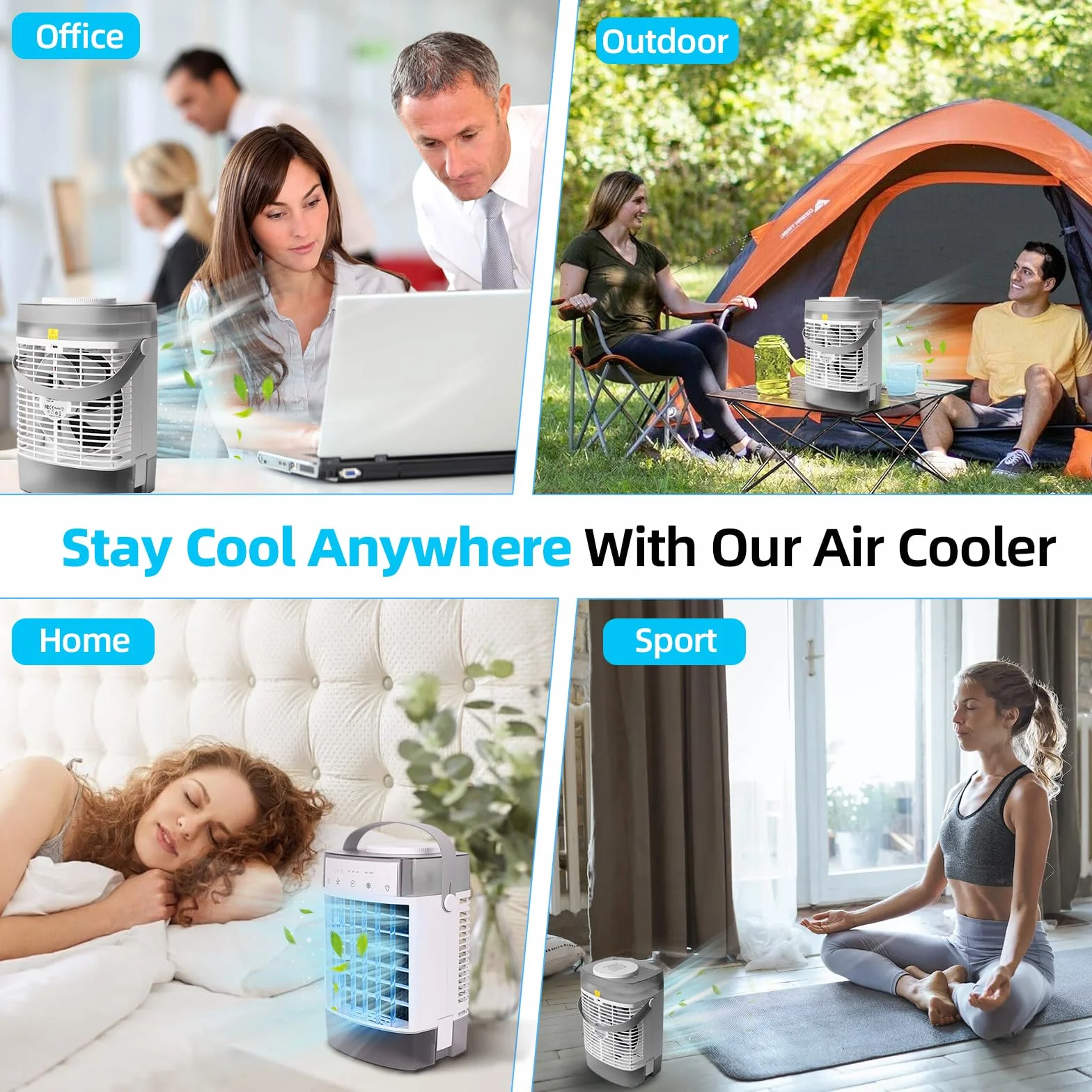 Przenośny klimatyzator 4 w 1 1600 ml mini z rozpylaczem i światłem nocnym