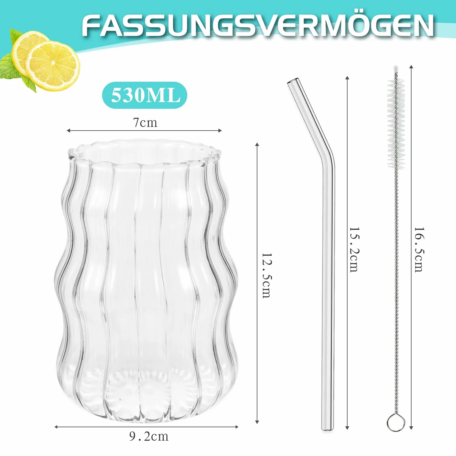 Szklanki 530 ml zestaw 4 sztuk do kawy mrożonej, latte, matcha, mojito, nadają się do mycia w zmywarce