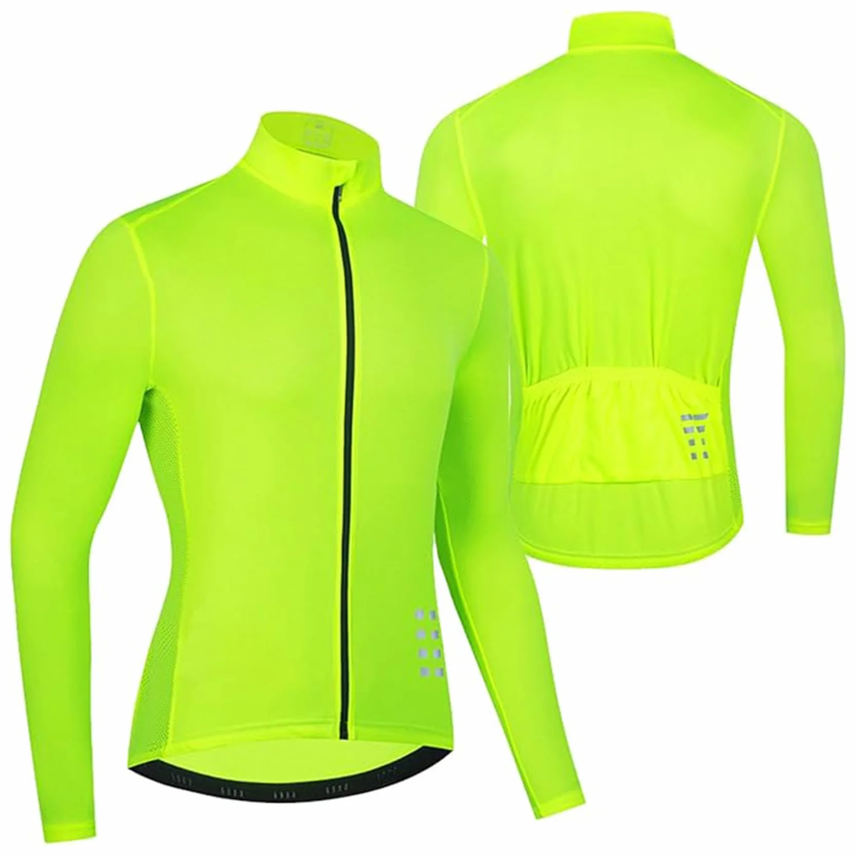 Koszulka rowerowa z długim rękawem męska i damska Koszulki rowerowe Letnia jazda rowerze Koszulki odblaskowe z siateczki Oddychające koszulki Ubrania rowerowe,Green-ASIAXL/EURL