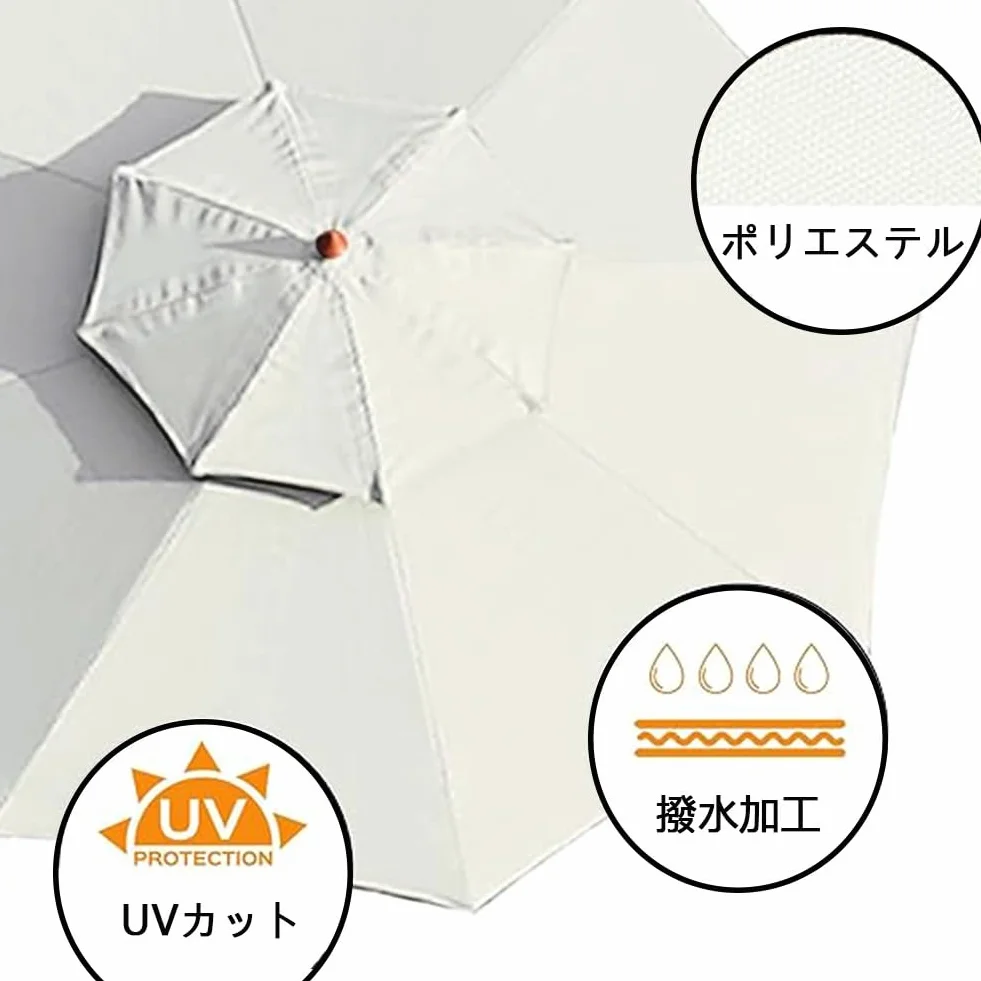 Duży Parasol Ogrodowy, 2 Koła, 9 Stóp, Wiatroodporny, Odporny Na Promieniowanie Uv, Stolik Ogrodowy, Do Ogrodu, Na Taras,Natural-270cm(9ft)