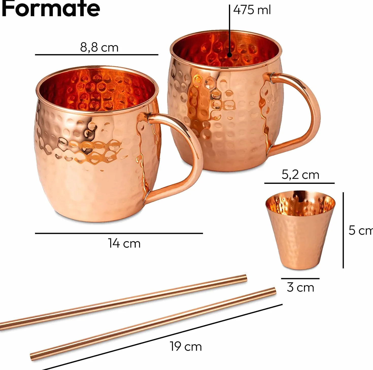 Gadgy Zestaw kubków Moscow Mule 2 szt. 475 ml miedziany