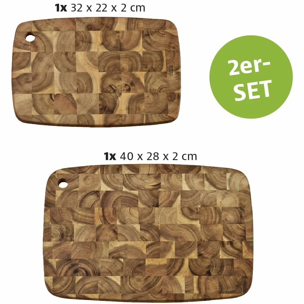 KESPER Deski do krojenia zestaw 2 sztuk drewno akacjowe 40x28x2 cm 32x22x2 cm brązowy