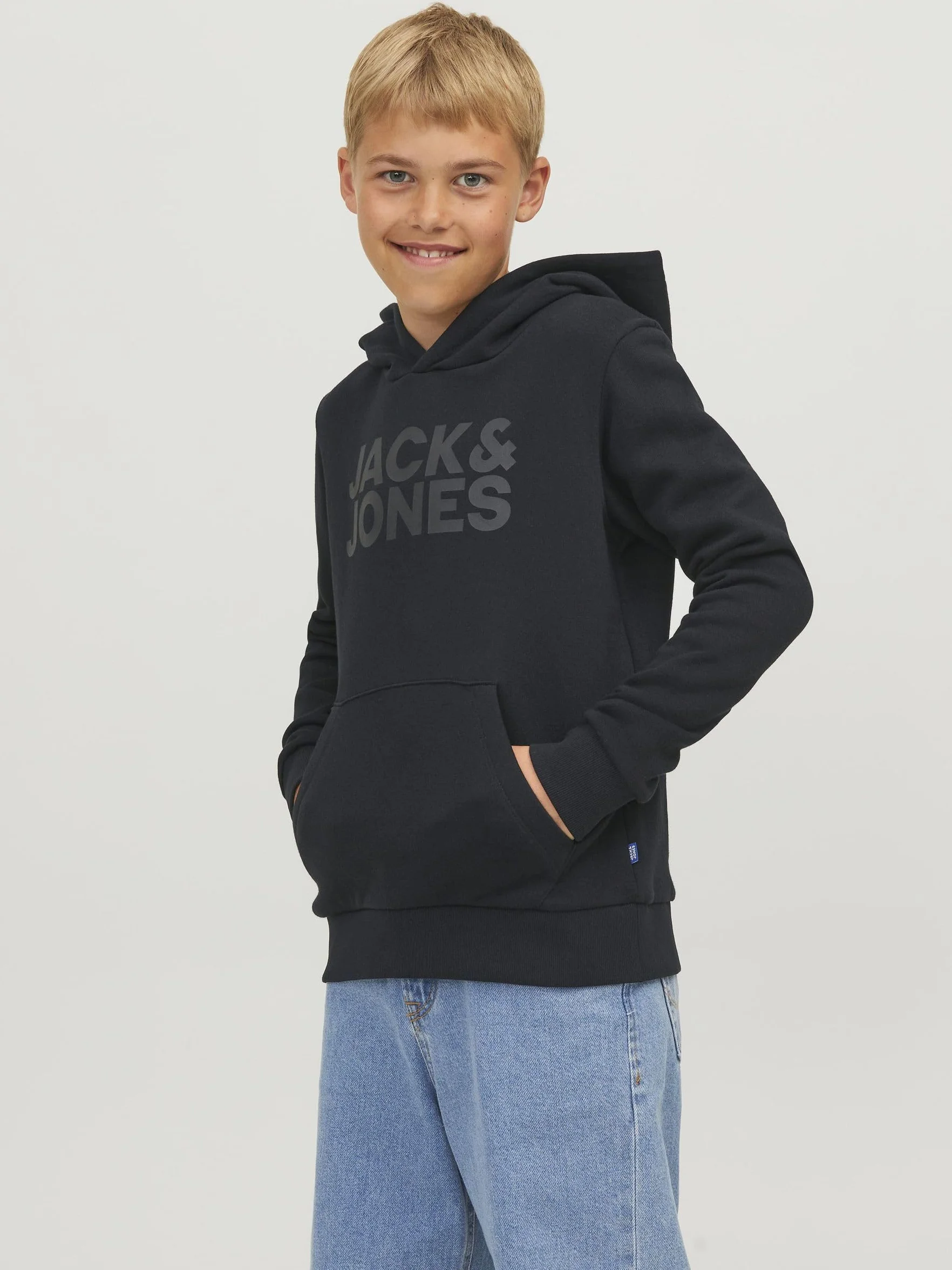 Bluza z kapturem Logo JACK & JONES Klasyczny Sweter z kieszeni± kangurka JJECORP