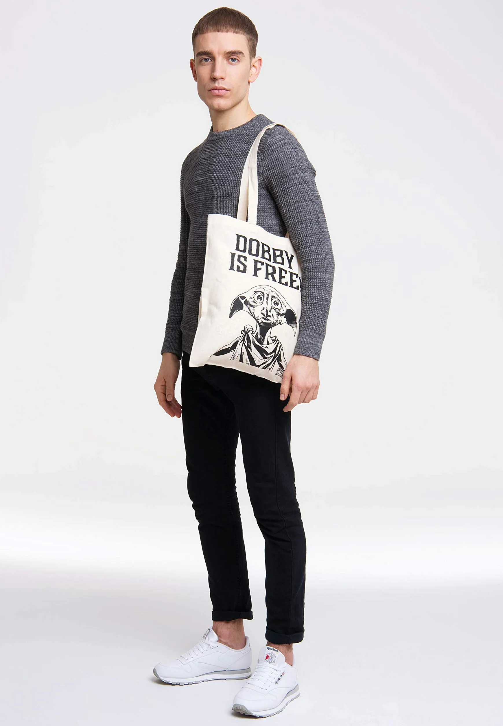 Logoshirt® Harry Potter I Dobby Is Free I Torba bawełniana na zakupy I Ekologiczna I Worek jutowy I Z motywem I Długie uchwyty I Öko-Tex® I Naturalny I Licencjonowany design