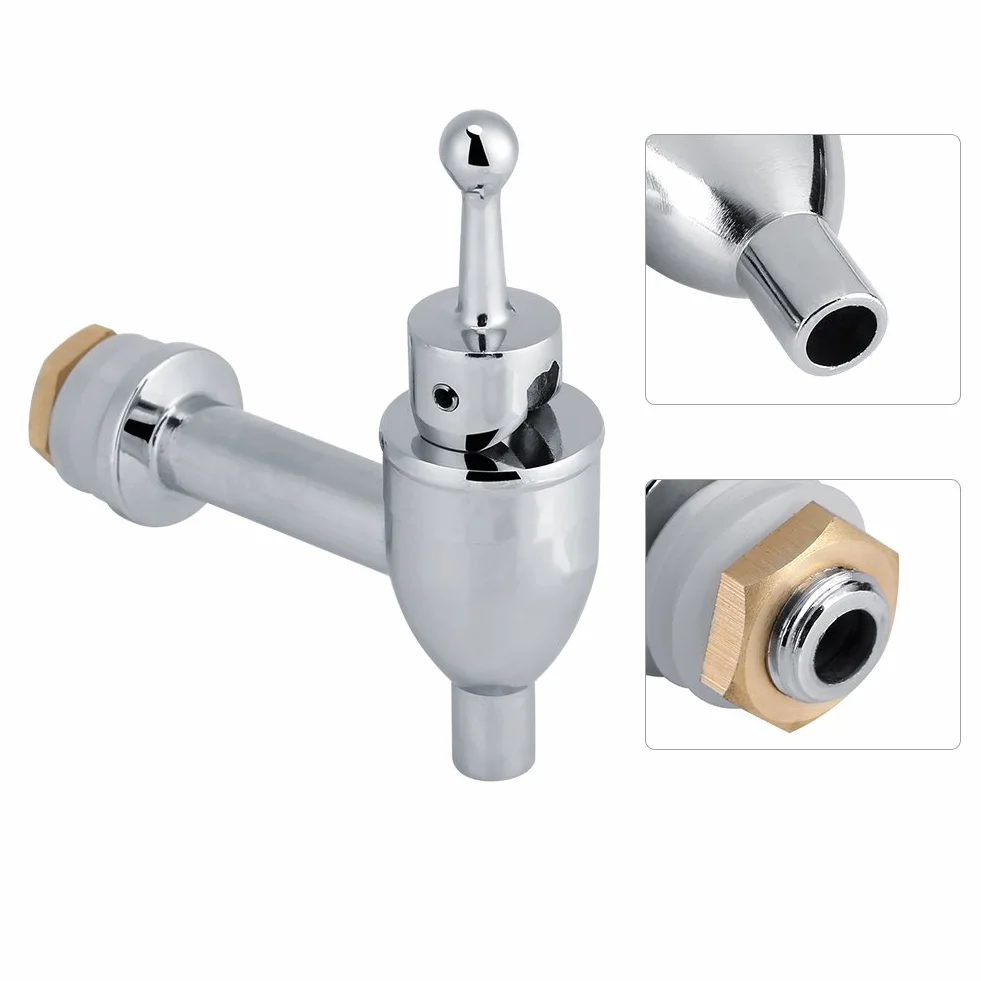 DEWIN Kran do piwa, kranik do piwa, kranik ze stali nierdzewnej, miedziany, dozownik do wina, piwa, dystrybucji napojów, kieliszek do wina z kranem (chrom, 12 mm)