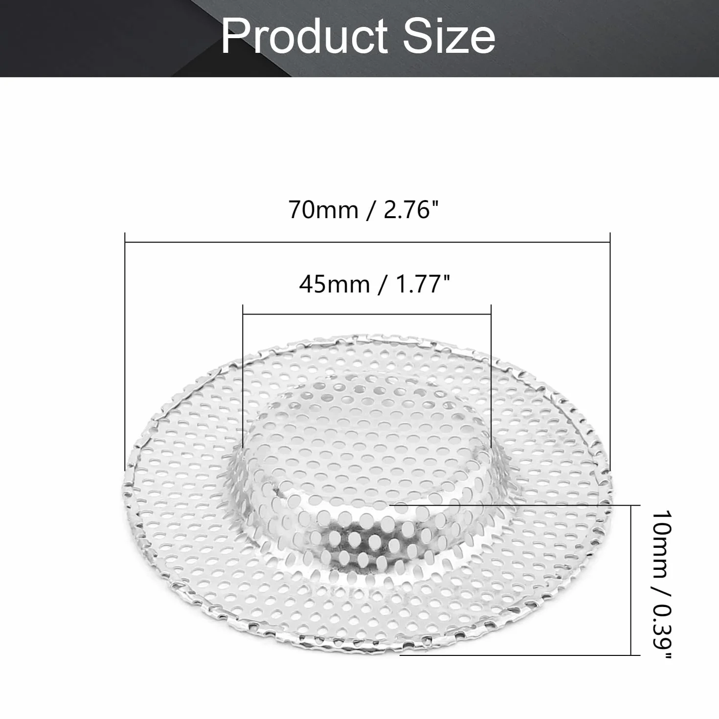 MroMax Sitko do Zlewu 70 mm Stal Nierdzewna 201 Kosz Filtrujący Łapacz Włosów Srebrny