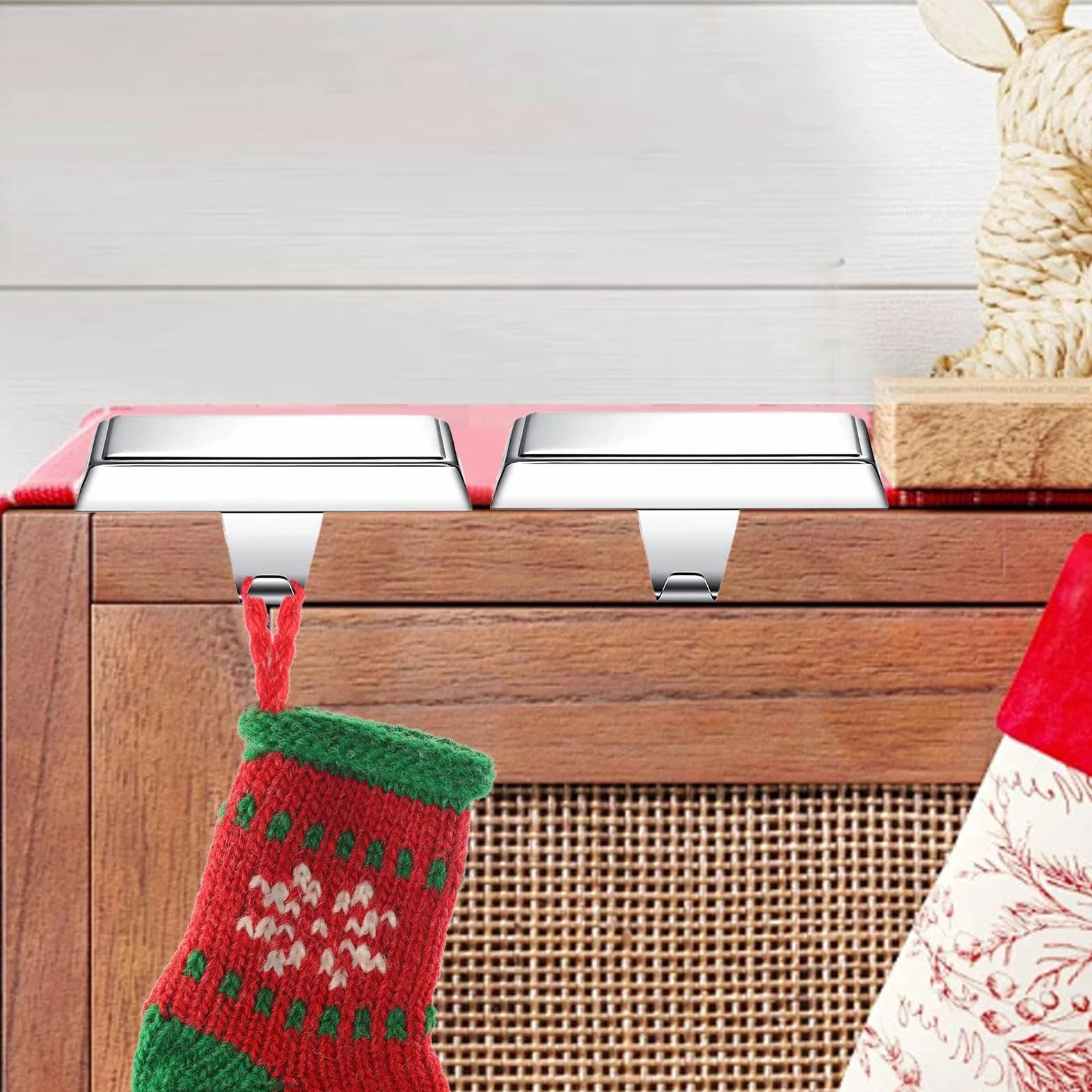 Metal Stocking Rack Base for Fireplace Heavy Duty Non-slip Christmas Storage Holder