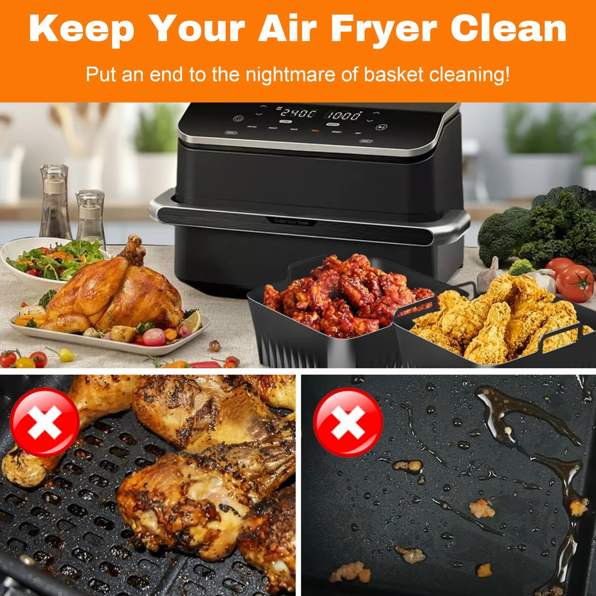 Silikonowa forma Air Fryer do Cosori Air Fryer 10 l Twinfry, 3 szt. Akcesoria do formy Air Fryer Air Fryer do Airfryer Cosori 10L