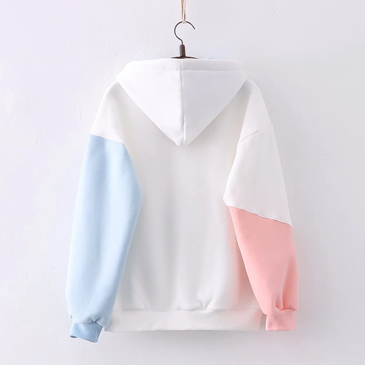 Kawaii, ciepła bluza z kapturem, dla dziewcząt, urocze, truskawkowe, nadruk, luźna bluza z kapturem, patchworkowa, na co dzień, pulower